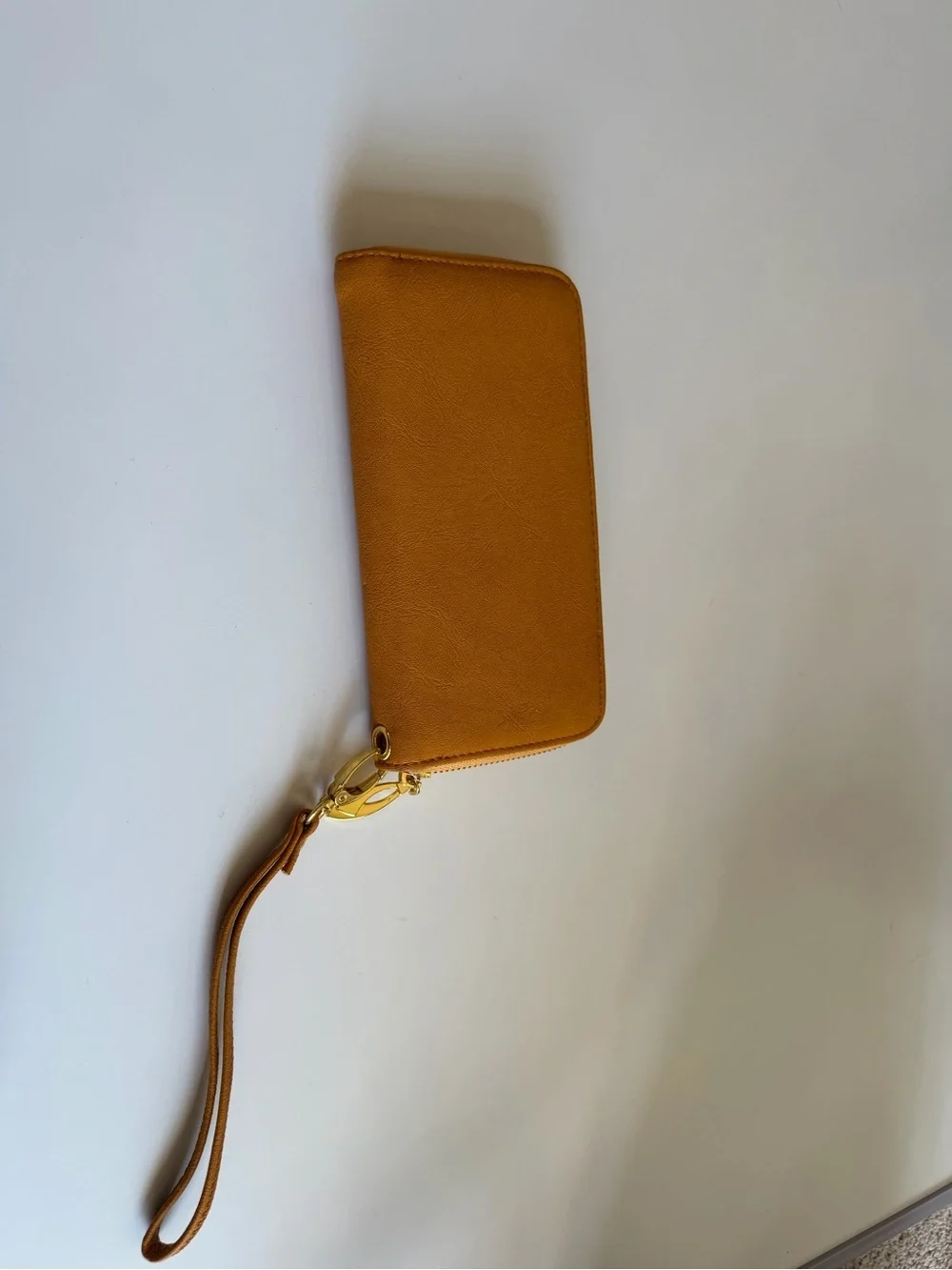 Tory Burch mustard yellow Wristlet Wallet with Gold Logo Accent